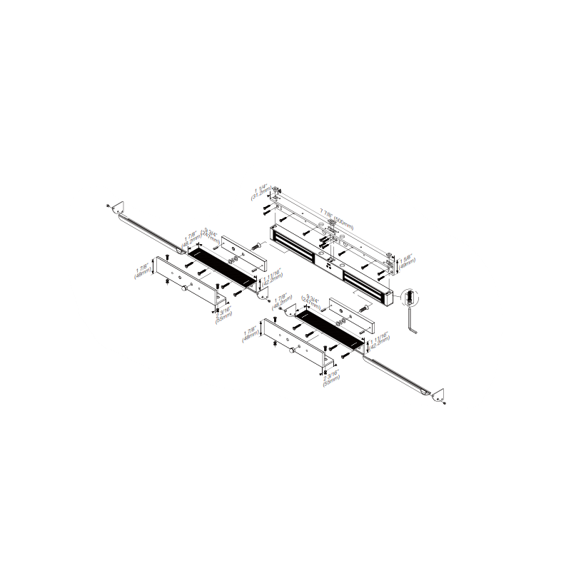 Double electronic door magnet, Z angle bracket