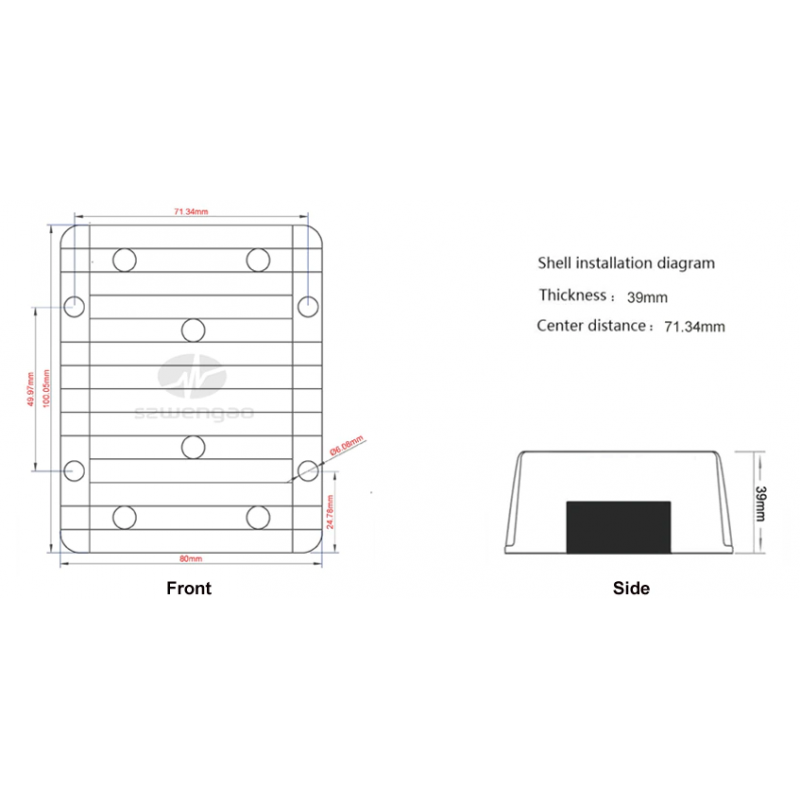 DC-DC power supply 24VDC from 9 - 36VDC in, 10A. Not galvanic isolated