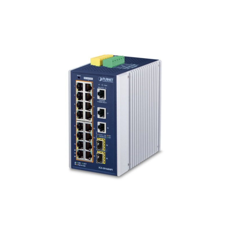 18 ports Managed Gigabit switch med 1Gbit / 2.5Gbit fiber port. 16 x 10/100/1000Mbit RJ45. PoE+