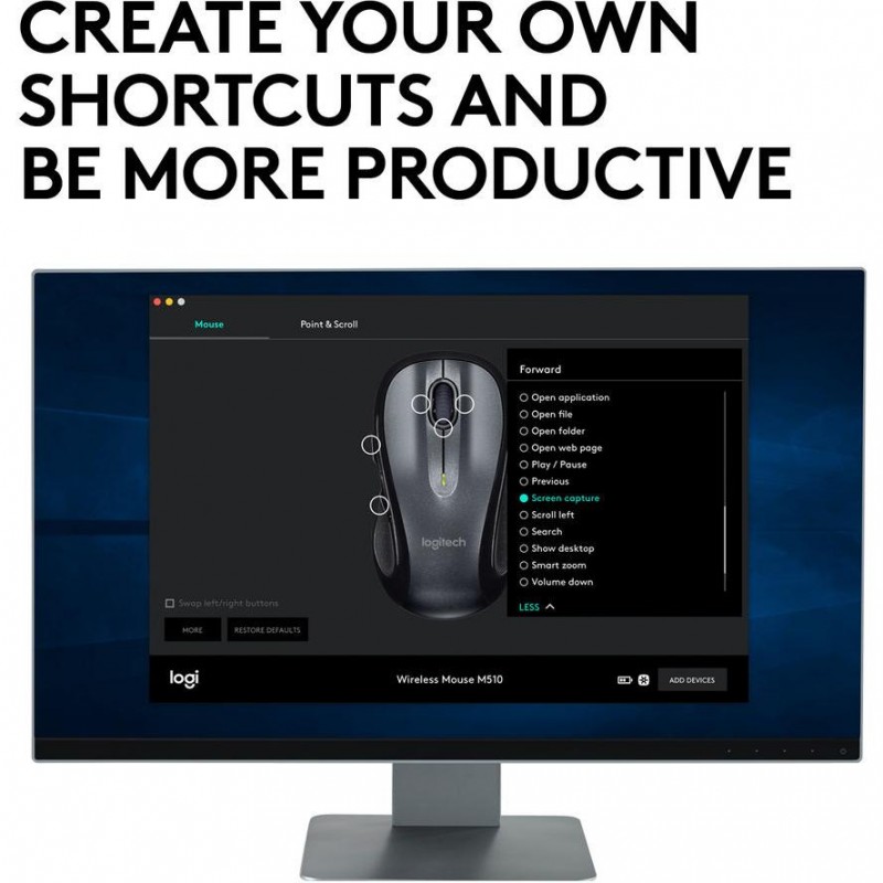 Logitech M510 mus trådløs med 5 knapper 2.4GHz