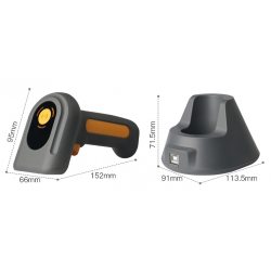Trådløs QR, 2D og 1D barkode scanner med base USB. Bluetooth og 2.4GHz