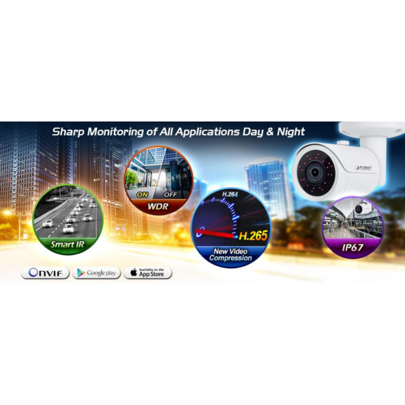 2MP Outdoor IP Bullet Camera with Smart IR & H.265 Compression