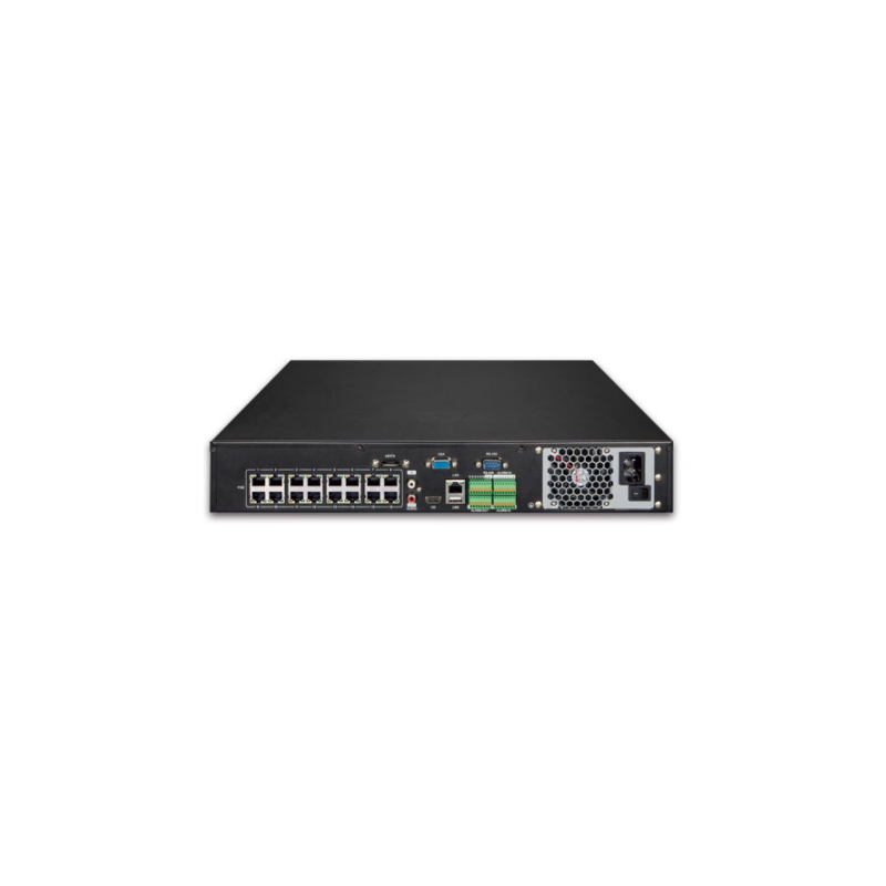 25 kanals 4K NVR Videooptager til IP kamera. HDMI/VGA. 16 x RJ45 PoE+