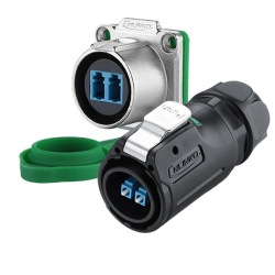 IP67 Waterproof fiber cable plug for fiber cable with LC. Plastic and with snap lock.