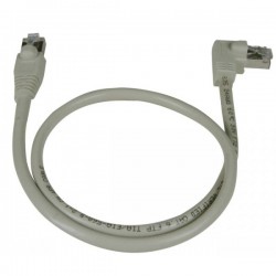 Gray network cable with 90º left angle plug, 0.5 meters