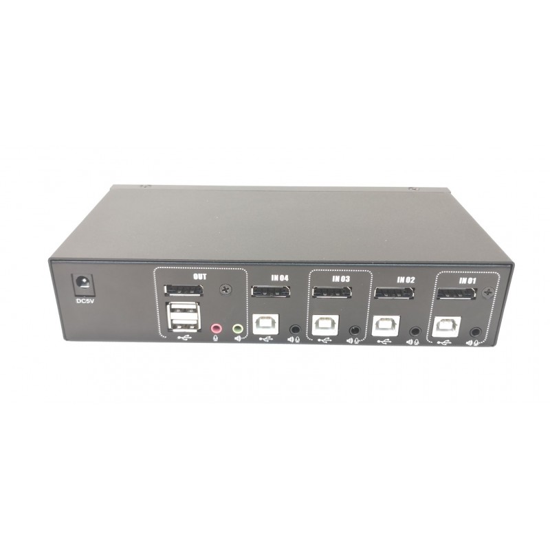 4 ports KVM omskifter DP, Display Port, 4K60Hz , 3 x USB2.0 Hot Keys