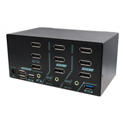 8K 3x skærm DisplayPort KVM-switch m/ USB3.2, USB3.0 & USB-HID