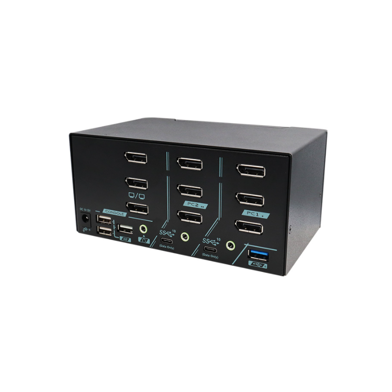8K 3x skærm DisplayPort KVM-switch m/ USB3.2, USB3.0 & USB-HID