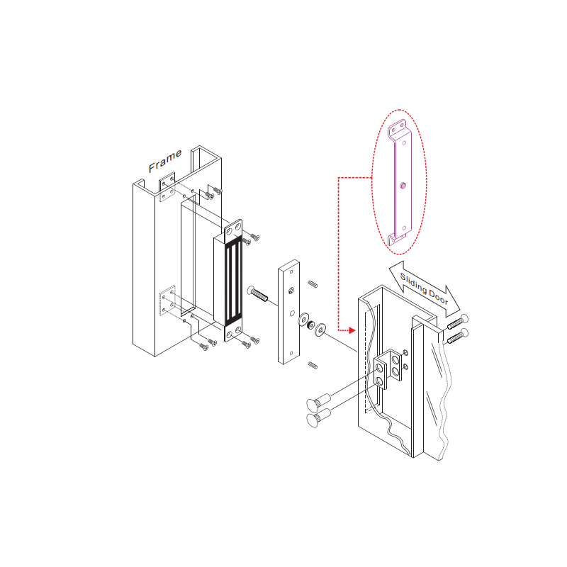Electronic door magnet for 12/24VDC for embedding in frame. Up to 272kg