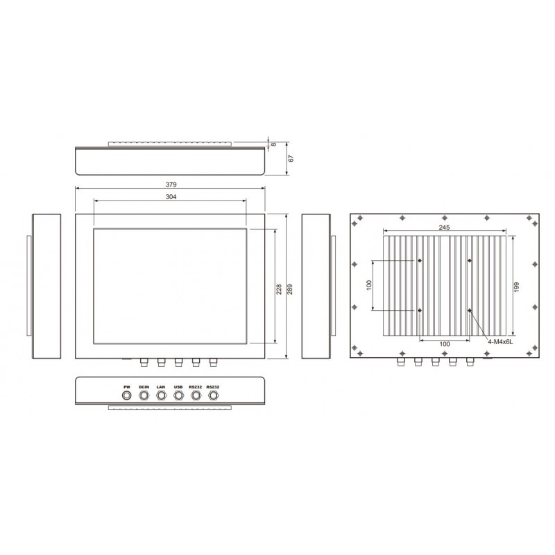 Rustfri stål 304 panel PC blæserløs i3,i5,i7 med touch, RS232, USB til windows 7/10