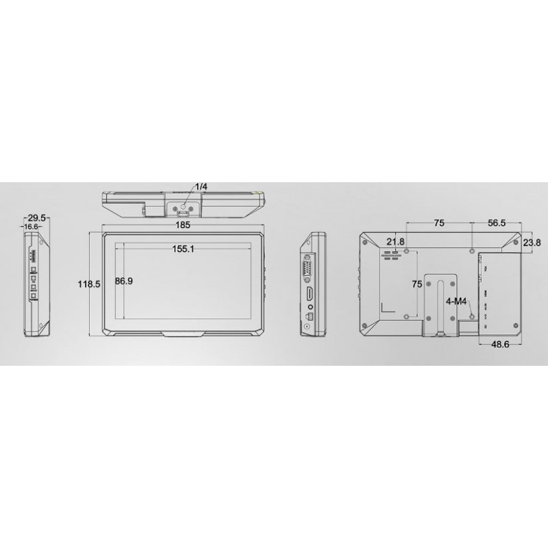 Kompakt Industrial LCD skærm 7"