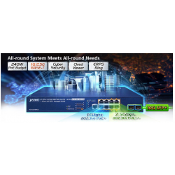 8 ports Managed switch, 4 x 1 Gigabit og 4 x 2.5Gbit RJ45, 2 x SFP 1/2.5/10Gbit. PoE+/++