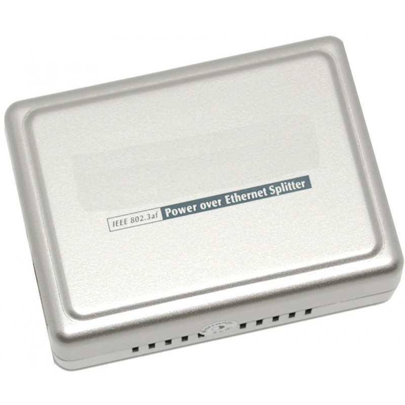 PoE Splitter - Data + PoE ind og Data ud og omskifter til 5VDC eller 12VDC ud - 15 Watt.