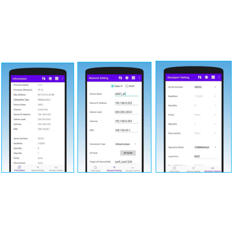 Serial Wireless RS232 RS422 RS485 WiFi Dual Band WiFi.