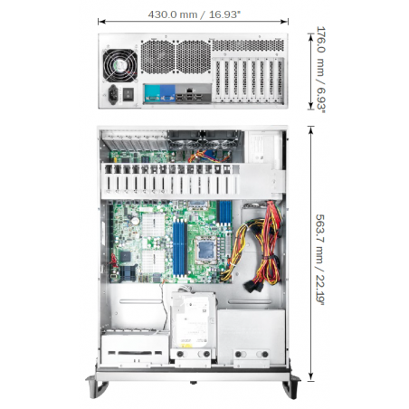 4U 19 ATX serverrackskab - samlet og klar til brug