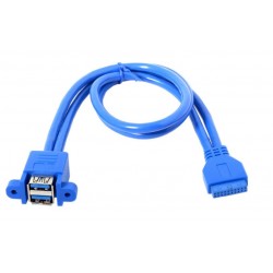 Internt USB 3.0 20-pin til Dual USB 3.0 hun-kabel - 50 cm