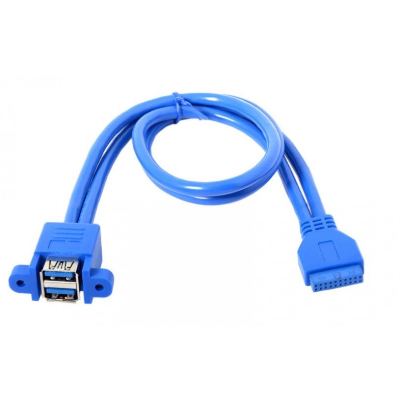 Internt USB 3.0 20-pin til Dual USB 3.0 hun-kabel - 50 cm
