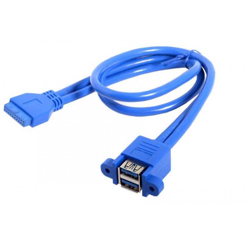 Internt USB 3.0 20-pin til Dual USB 3.0 hun-kabel - 50 cm