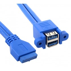 Internal USB 3.0 20pin to Dual USB 3.0 Female Cable - 50cm