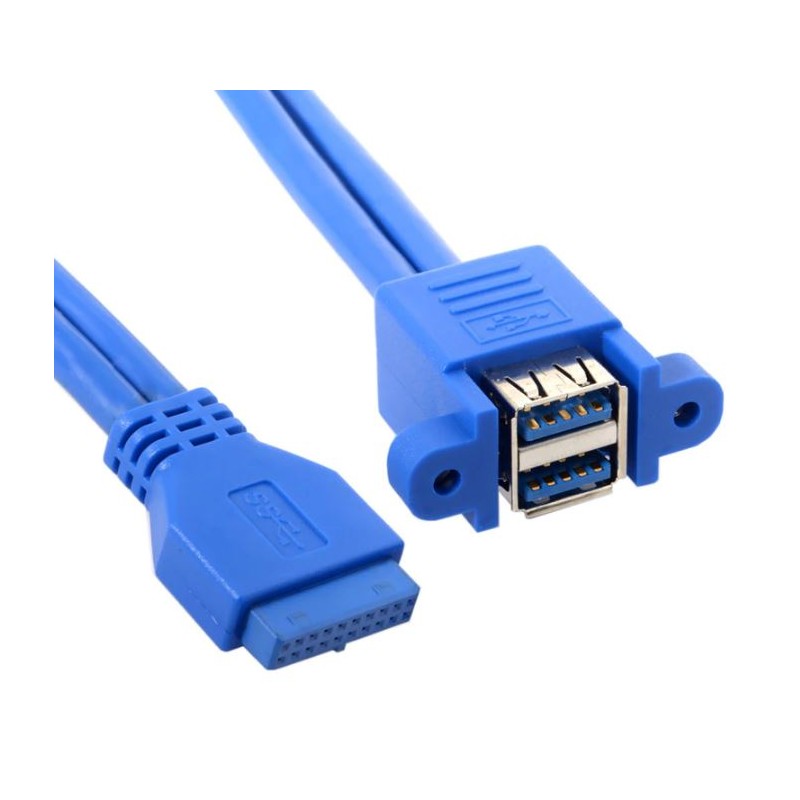 Internt USB 3.0 20-pin til Dual USB 3.0 hun-kabel - 50 cm