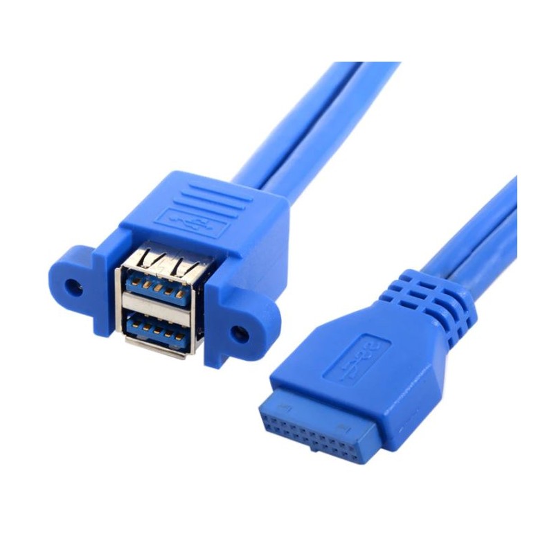 Internt USB 3.0 20-pin til Dual USB 3.0 hun-kabel - 50 cm