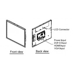 15" TFT open frame Panel 1600 nits, DVI-I (VGA), HDMI, DisplayPort,