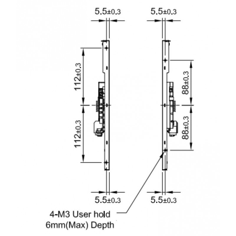 15" TFT open frame Panel 1600 nits, DVI-I (VGA), HDMI, DisplayPort,