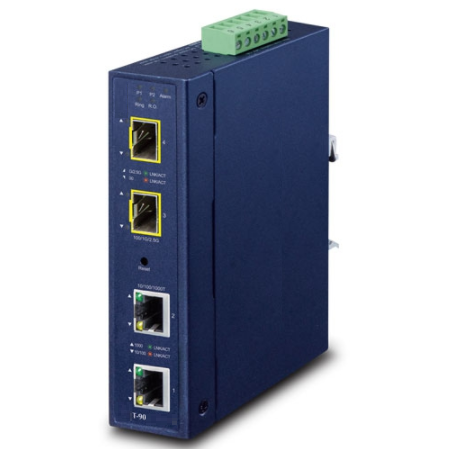 Managed mediekonverter med 2 x RJ45 til 2 x Fiber. RJ45 Gigabit til Fiber op til 2500Mbit SFP
