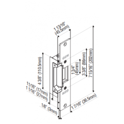 Elektronisk låseblik til dørkarm. 38 mm El-slutblik med monitorfunktion. 12VDC 300mA