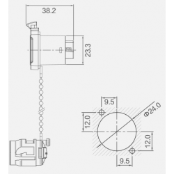 IP67 vandtæt chassis- / Panel RJ45 gennemgangsstik UTP
