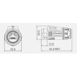 IP67 vandtæt plasthus til RJ45 UTP patch-kabel.