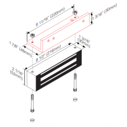 Mounting bracket for DOOR-MAGNET-V8 for outward-facing door.