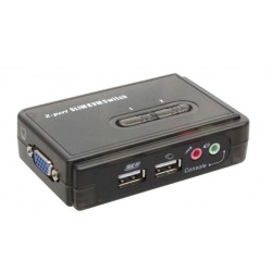 Kompakt 2-ports KVM-switch med USB & VGA, høj opløsning 2048x1536