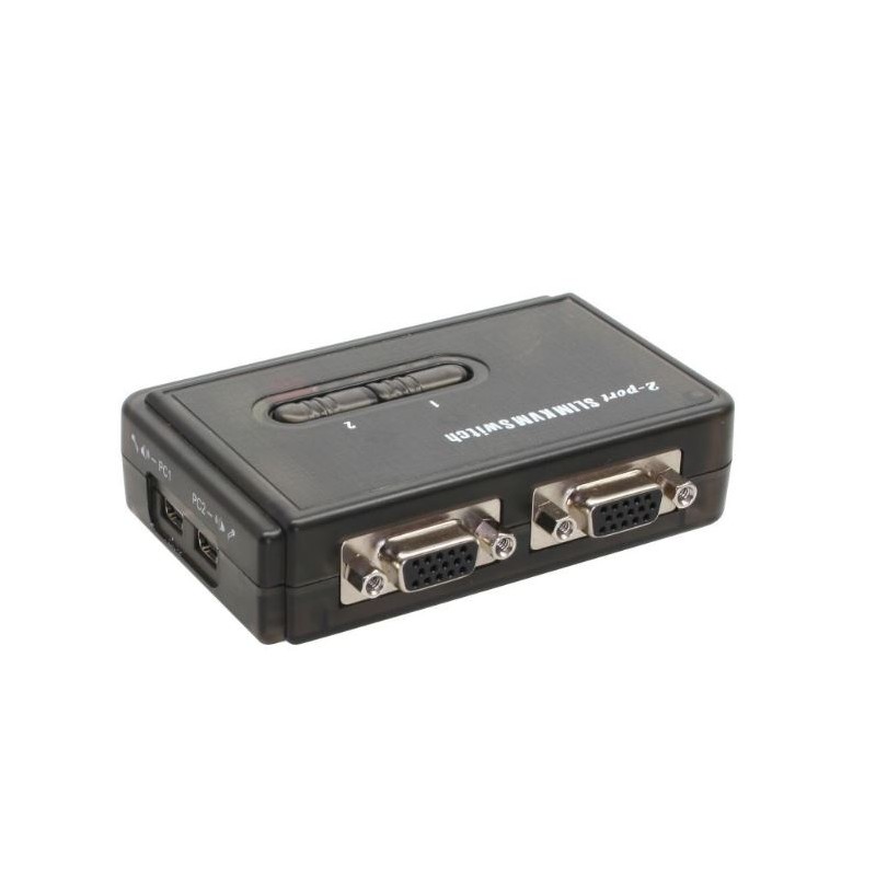Kompakt 2-ports KVM-switch med USB & VGA, høj opløsning 2048x1536
