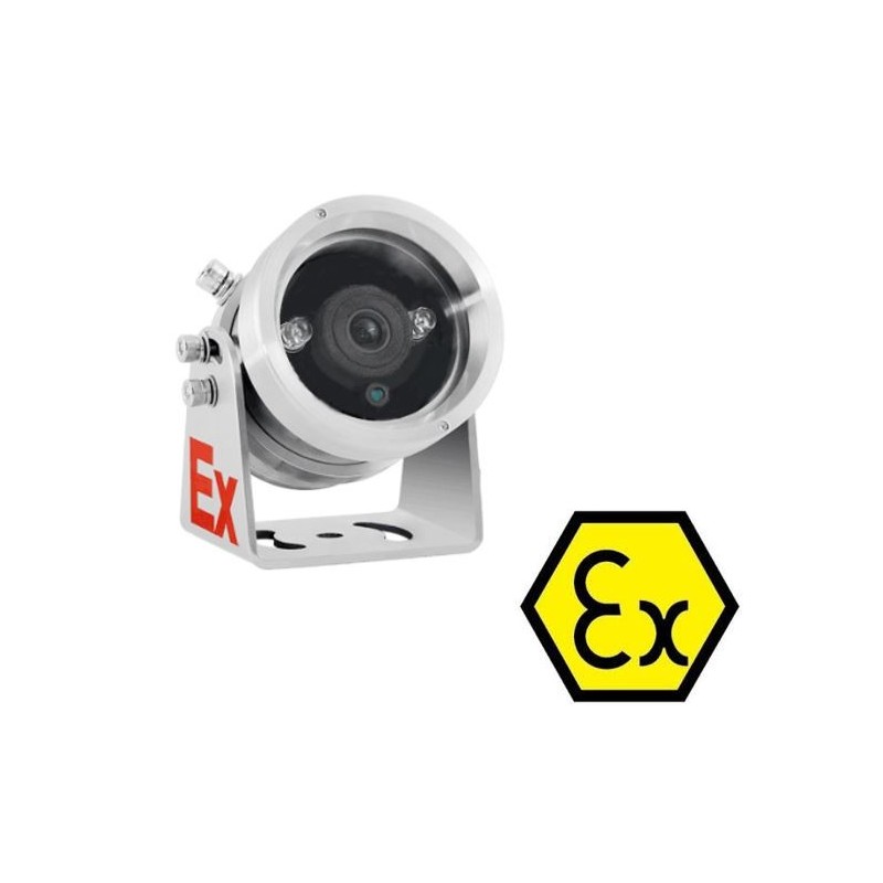 2MP ATEX Zone 1 og 2 CLASS IIC IP Bullet kamera i 304 stålhus, IP66, 4mm linse. IR. PoE og 12VDC