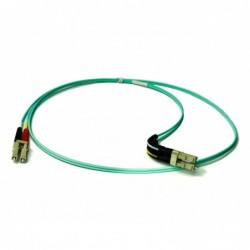 Angled, Fiber Cable, Multi mode, LC-LC, 2m, 50 / 125my, OM3, Aqua, LSZH, Duplex