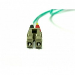 Vinklet, Fiberkabel, Multi mode, LC-LC, 2m, 50/125my, OM3, Aqua, LSZH, Duplex