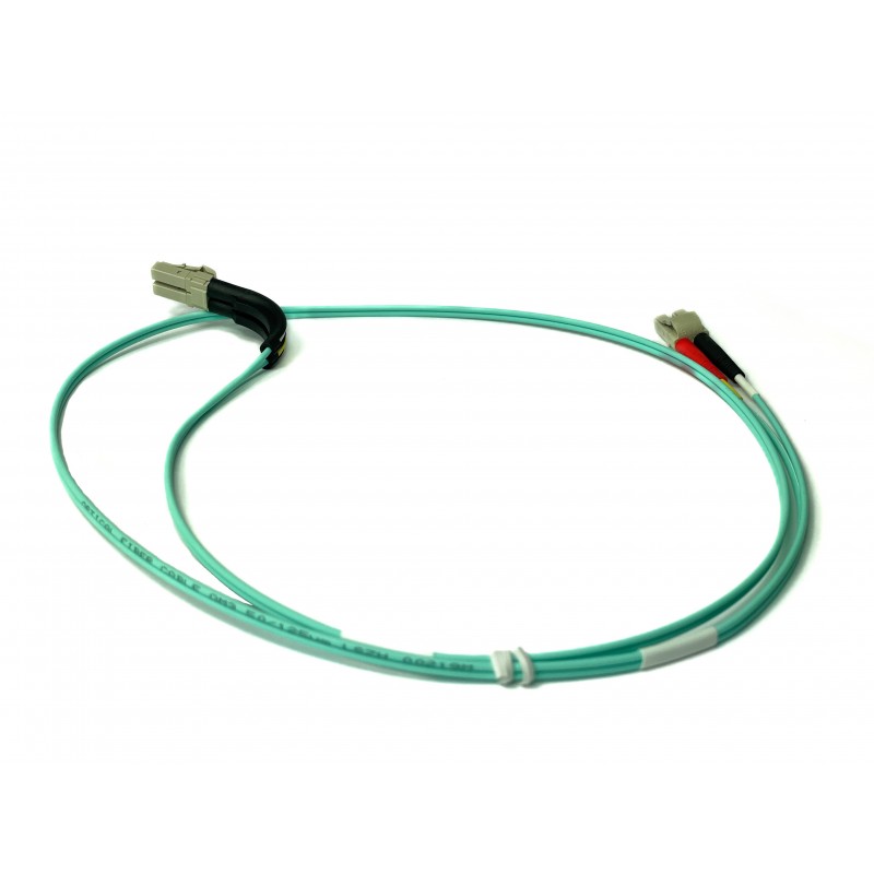 Vinklet Fiberkabel. Multi mode, LC-LC, 0,5m, 50/125my, OM3, Aqua, LSZH