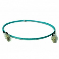 Fiberkabel, LED lys, Multi mode, LC-LC, 2m, 50/125my, OM3, Aqua, LSZH, Duplex