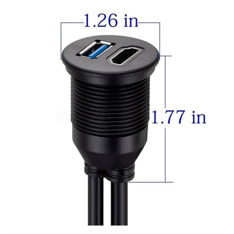 HDMI & USB 3.0 Panel Forlænger - 1 meter