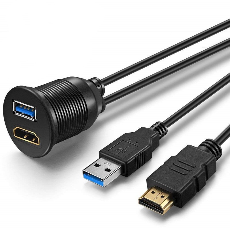 HDMI & USB 3.0 Panel Forlænger - 1 meter