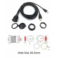 HDMI & USB 3.0 Panel Forlænger - 1 meter