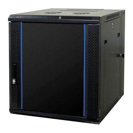 12U 19 "Rack cabinet, 60cm deep, 2 doors, with 2 x blower in top, black, 600x600x635mm (BXDXH)