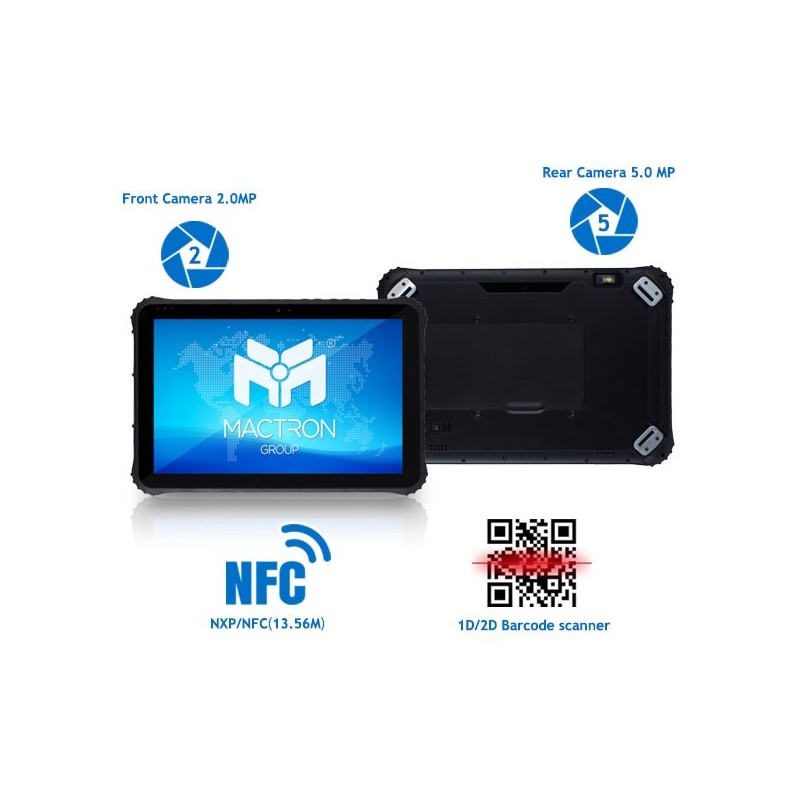 Robust 12,2" tablet-pc: Windows 11, IP65, stregkodescanner, GPS, RS232/485, touch, LAN, WIFI, MIL-STD-810G