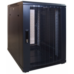 15U 19" rack cabinet, 80cm deep, black, 2 pcs. perforated door, removable sides