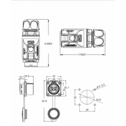 Waterproof IP67 bulkhead / panel reviewing connectors and cable connectors