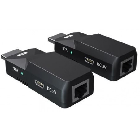 50 meter HDMI extender booster over RJ45 patch kabel. POC power over cabel, EDID