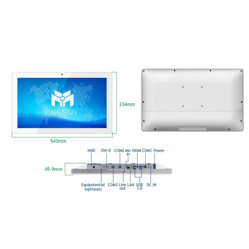 21,5" medicinsk panel PC i3,i5,i7, Celeron, lægeerklæring, antibakteriel, touch