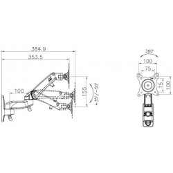 Full Motion Arm vægbeslag til 17-27 tv'er/skærme, VESA 75/100 mm