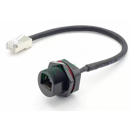 Vandtæt RJ45 chassis-stik, 21 mm gevind - til udendørsbrug